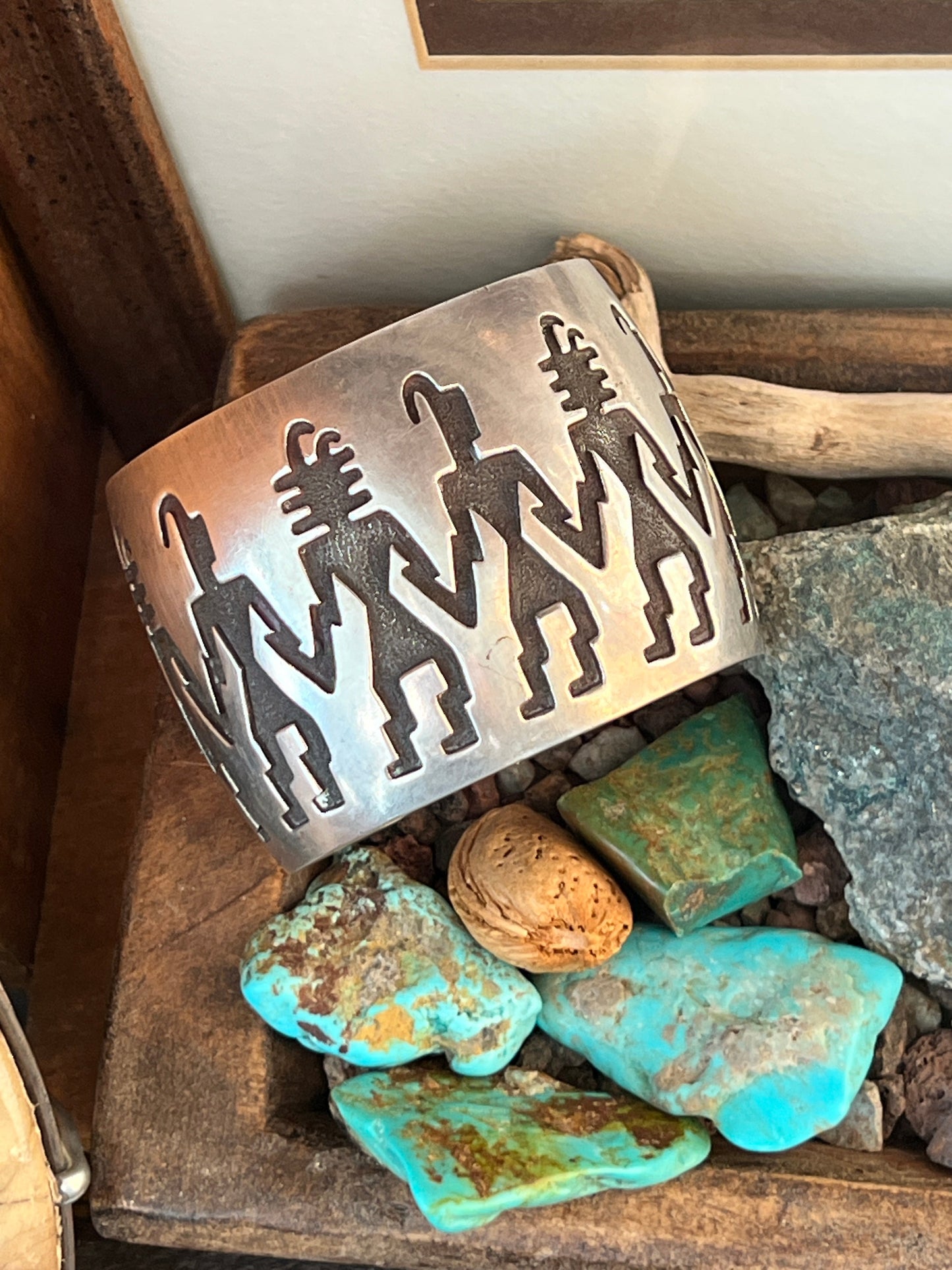 Handcrafted Vintage Sterling Silver Petroglyph Cuff