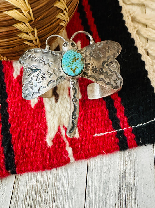 Handcrafted Turquoise & Sterling Silver Dragonfly Cuff Bracelet