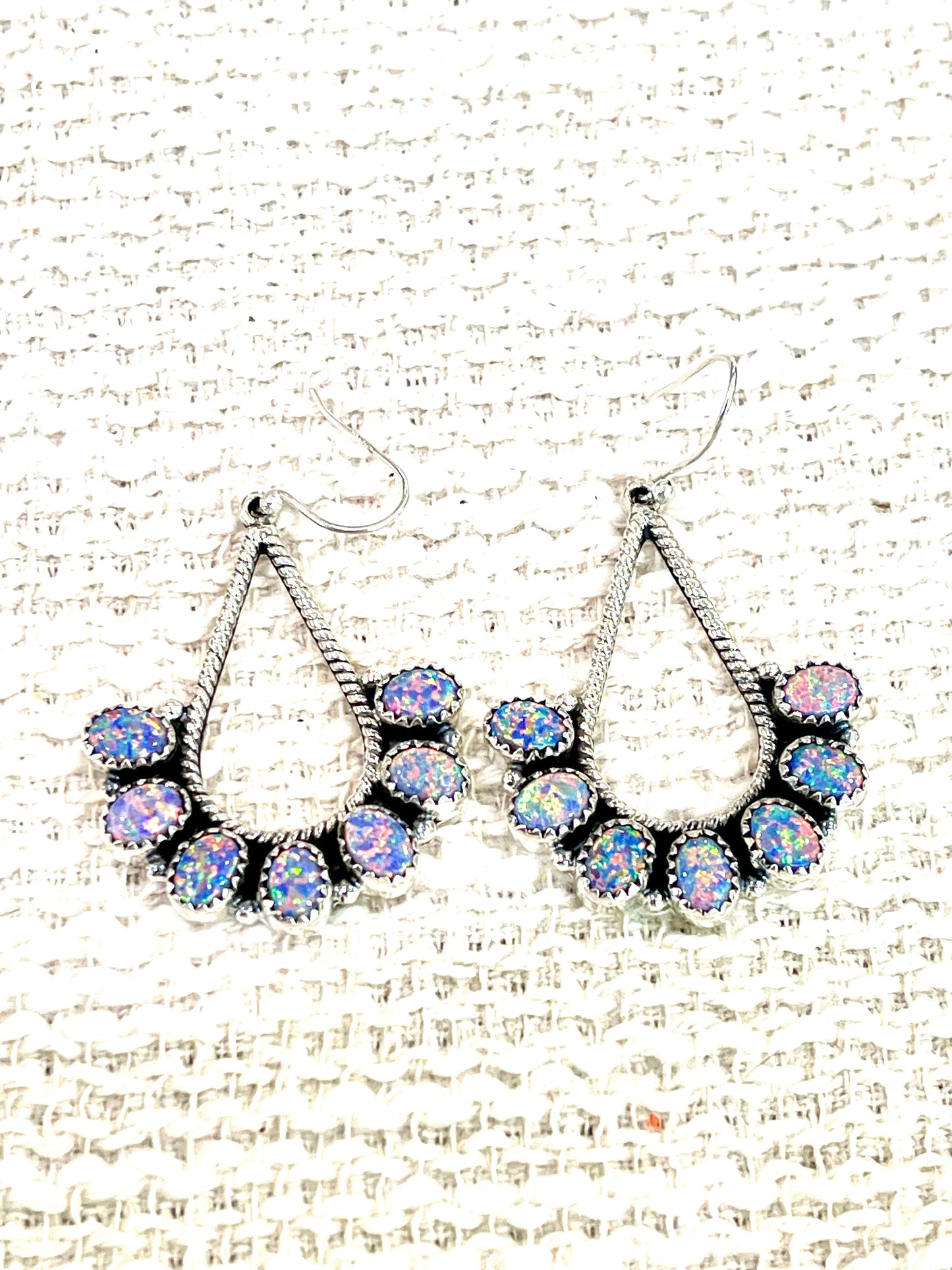 Handmade Light Purple Fire Opal & Sterling Silver Dangle Earring