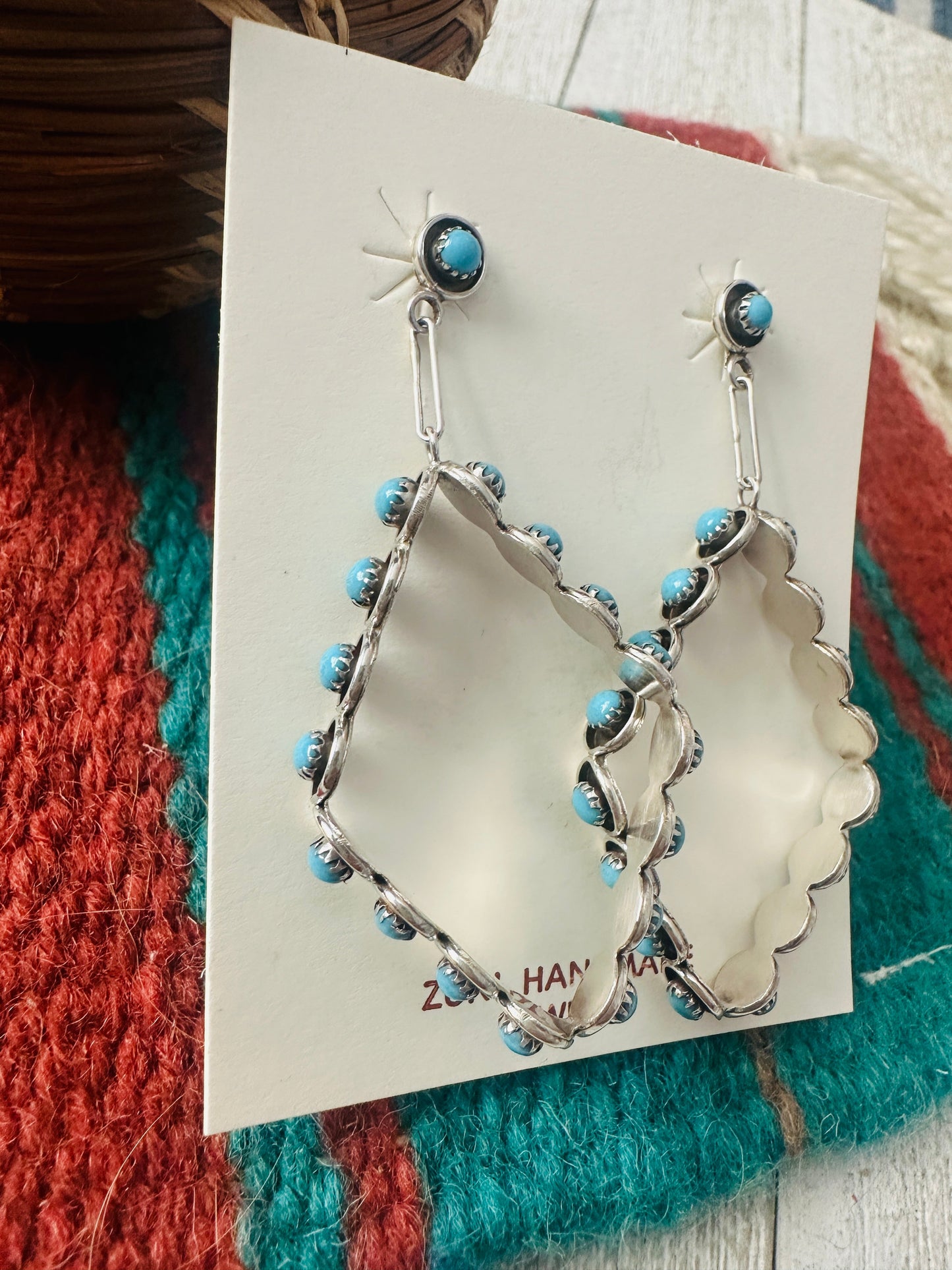 Handcrafted Turquoise & Sterling Silver Snake Eye Dangle Earrings