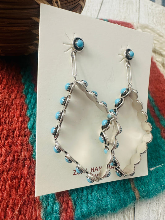 Handcrafted Turquoise & Sterling Silver Snake Eye Dangle Earrings