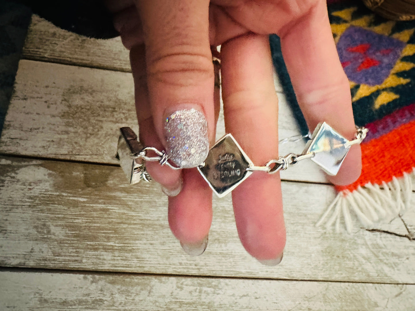 Handcrafted Turquoise & Sterling Silver Link Bracelet by Julia Etsitty