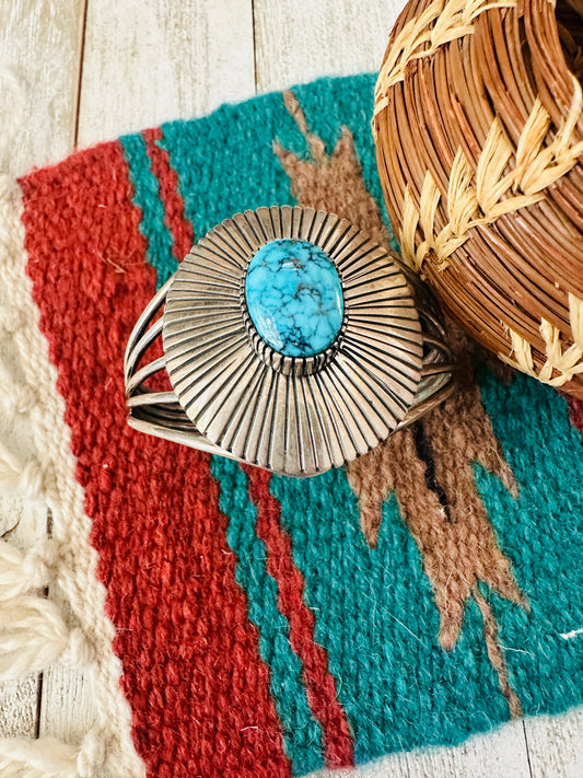 Handcrafted Sterling Silver & Turquoise Cuff Bracelet by Paul Livingston