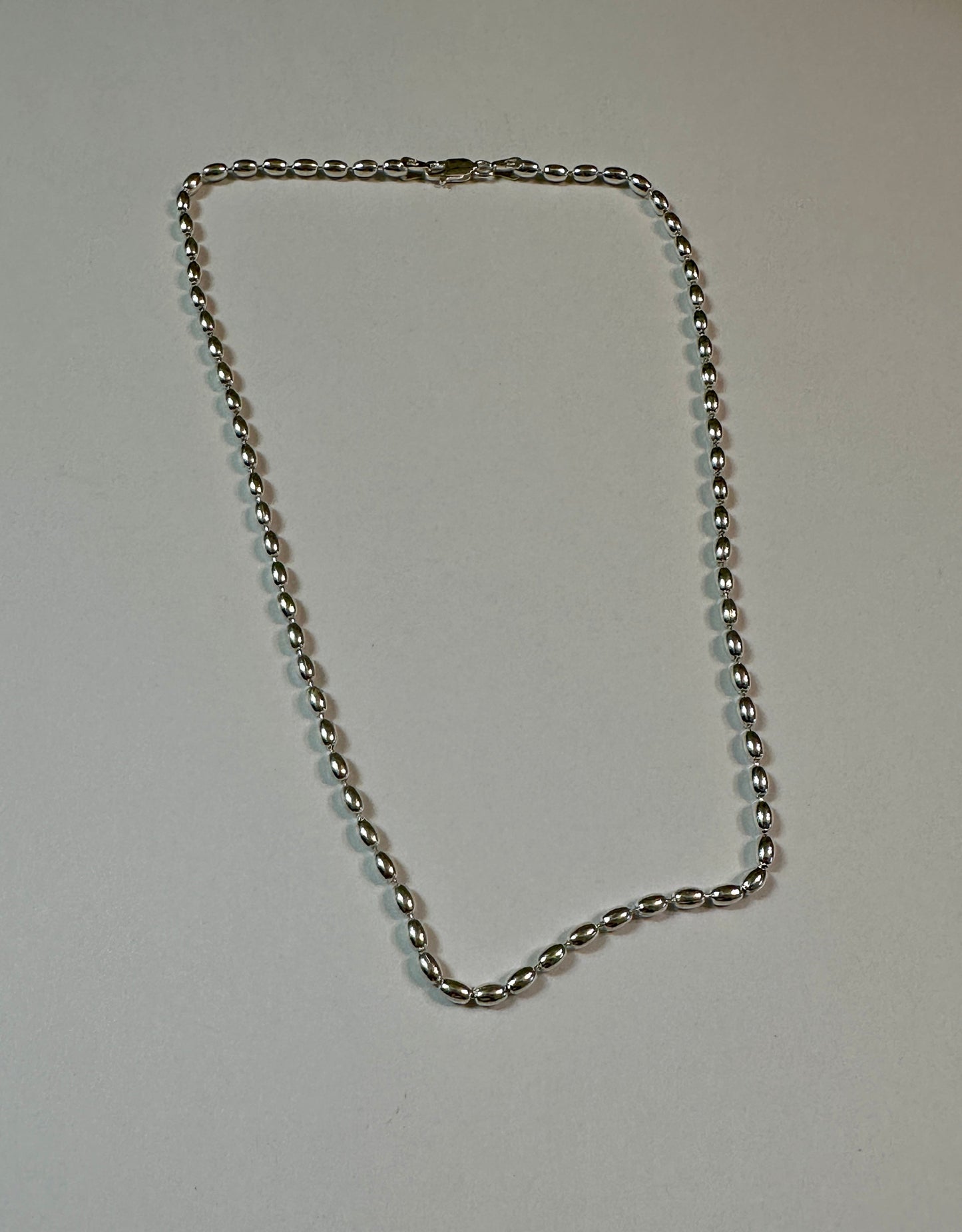 Sterling Silver Rice Bead Necklace 16”