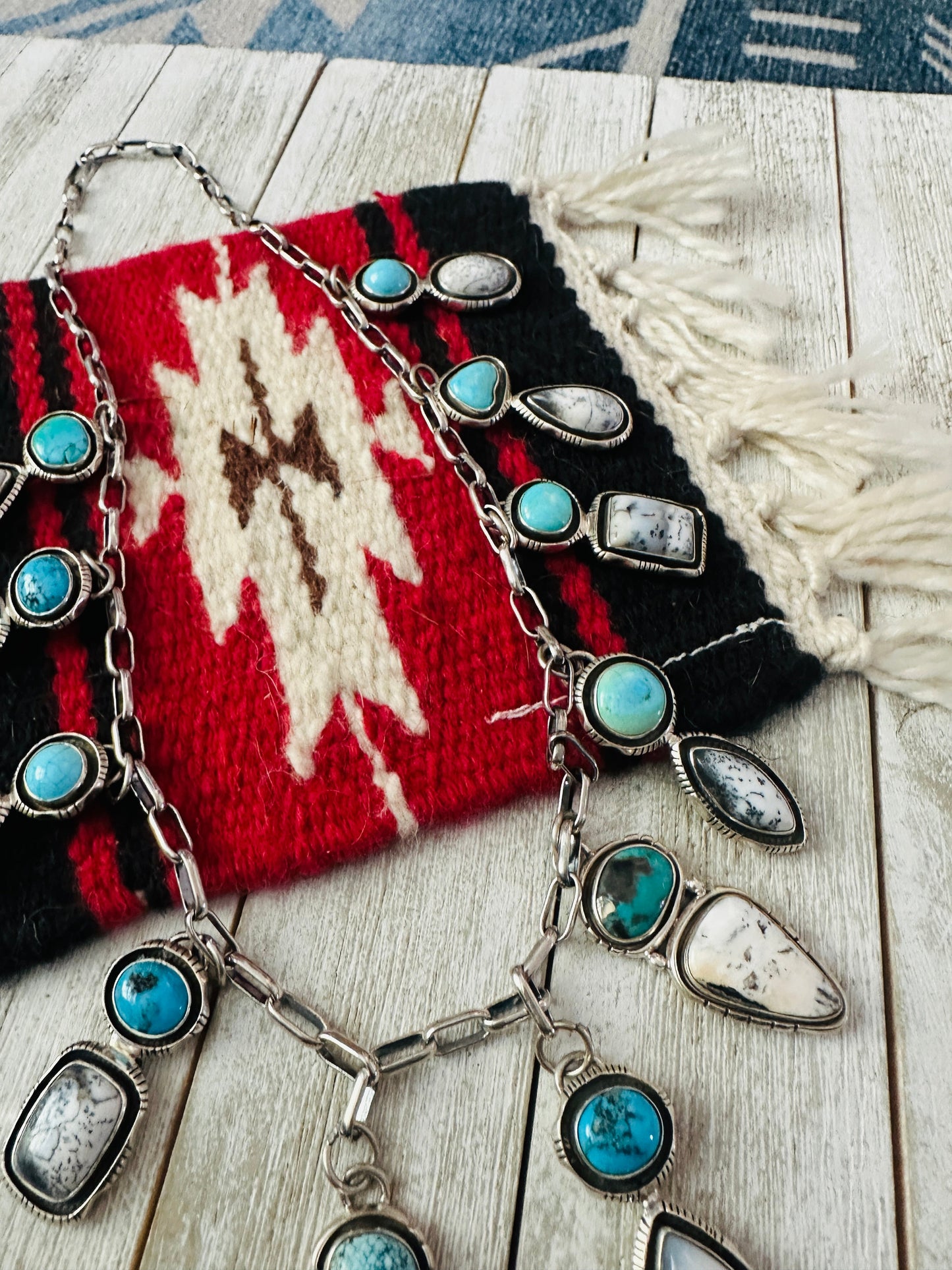 Handcrafted Sterling Silver, Turquoise & White Buffalo Necklace