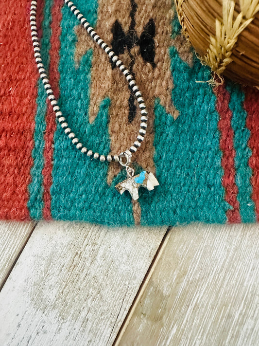 Handcrafted & Hand Carved Blue Mojave Horse Charm