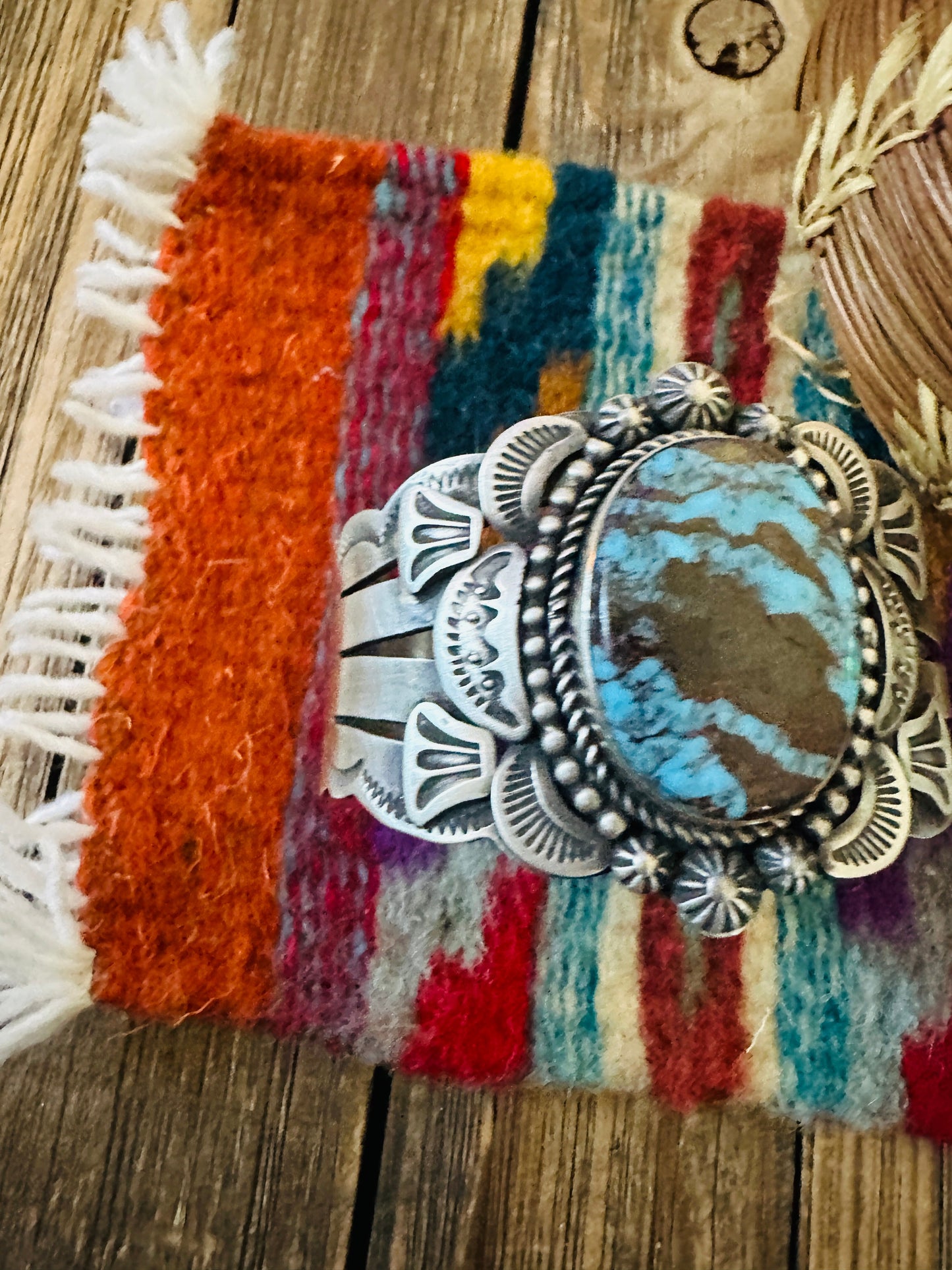 Handcrafted Egyptian Turquoise & Sterling Silver Cuff Bracelet by Randall Endito