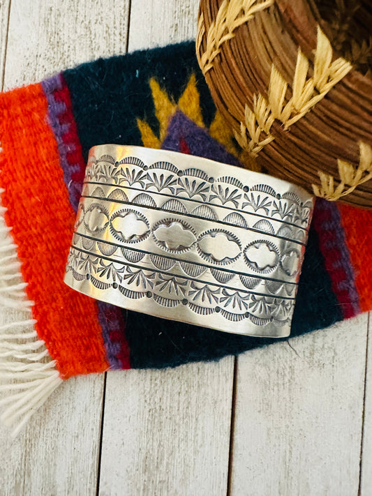 Handcrafted Hand Stamped Sterling Silver Cuff Bracelet