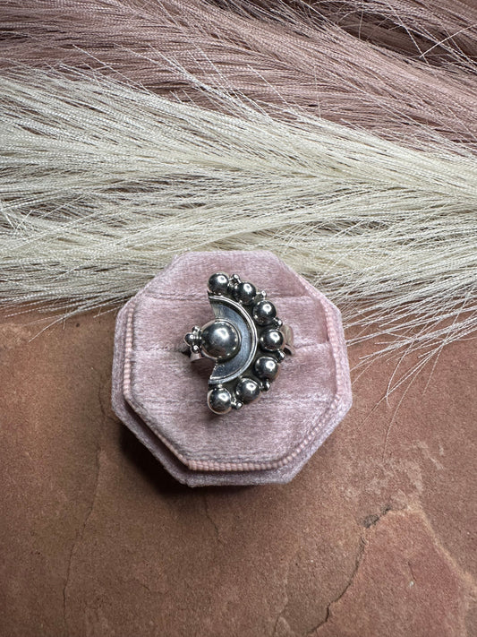 Beautiful Handmade Sterling Silver Adjustable Ball Ring