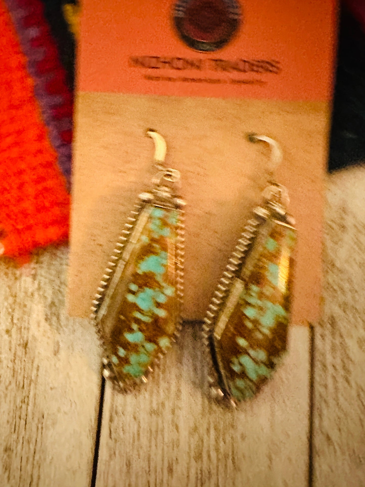 Handcrafted Number 8 Turquoise And Sterling Silver Dangle Earrings