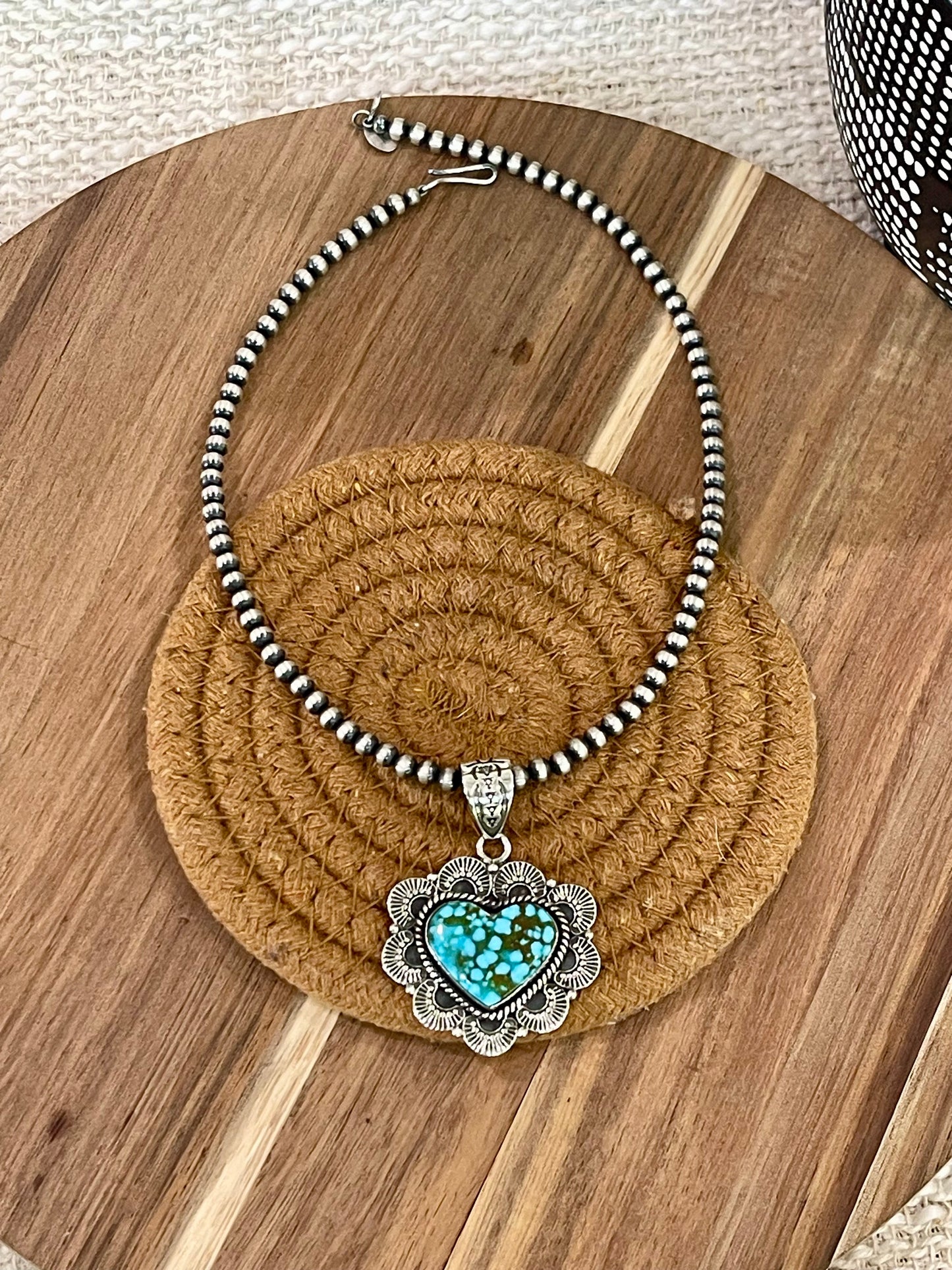 Handcrafted Sterling Silver & Number 8 Turquoise Pendant