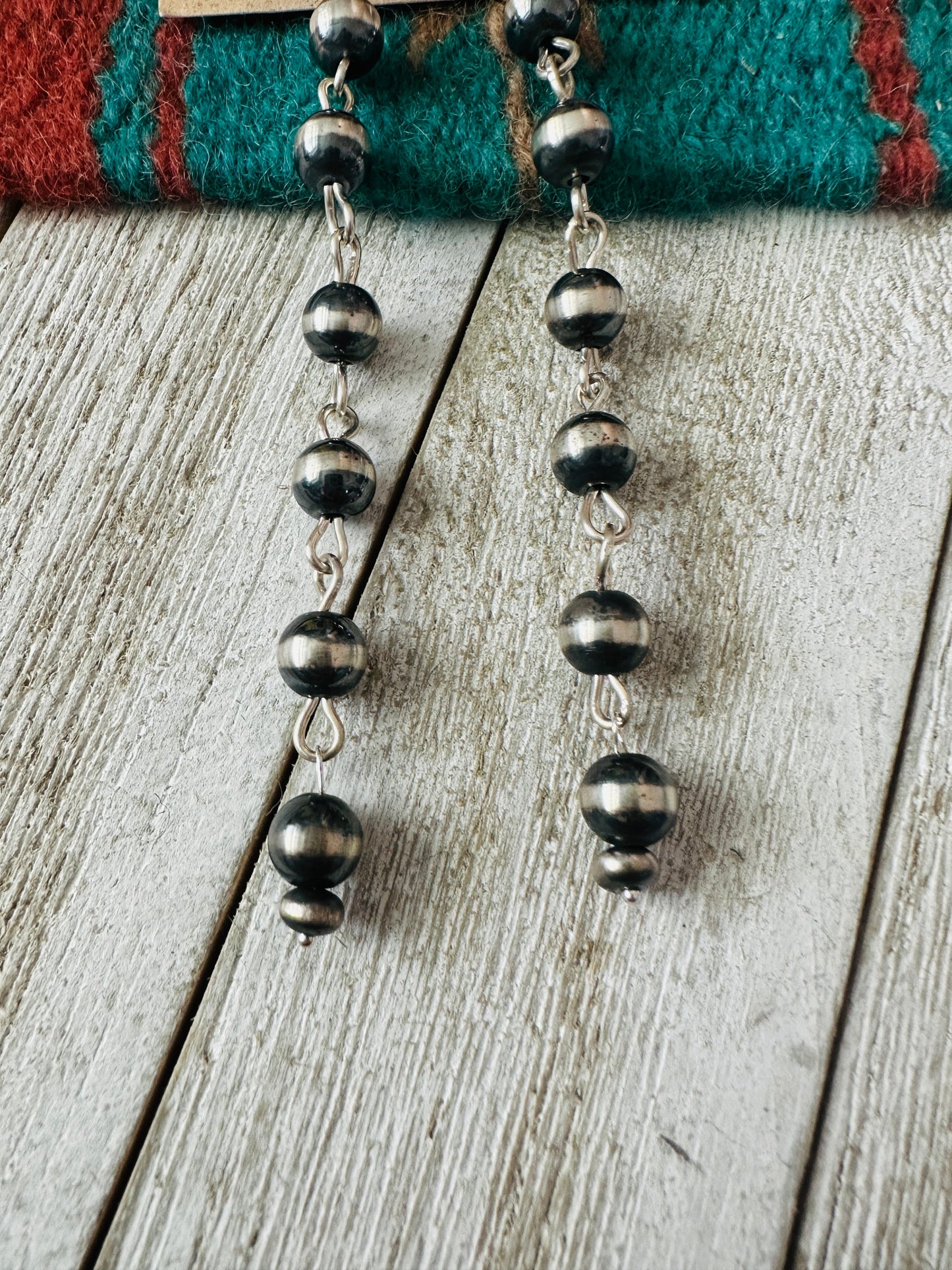 Handcrafted Sterling Silver Pearl Dangle Earrings 6”