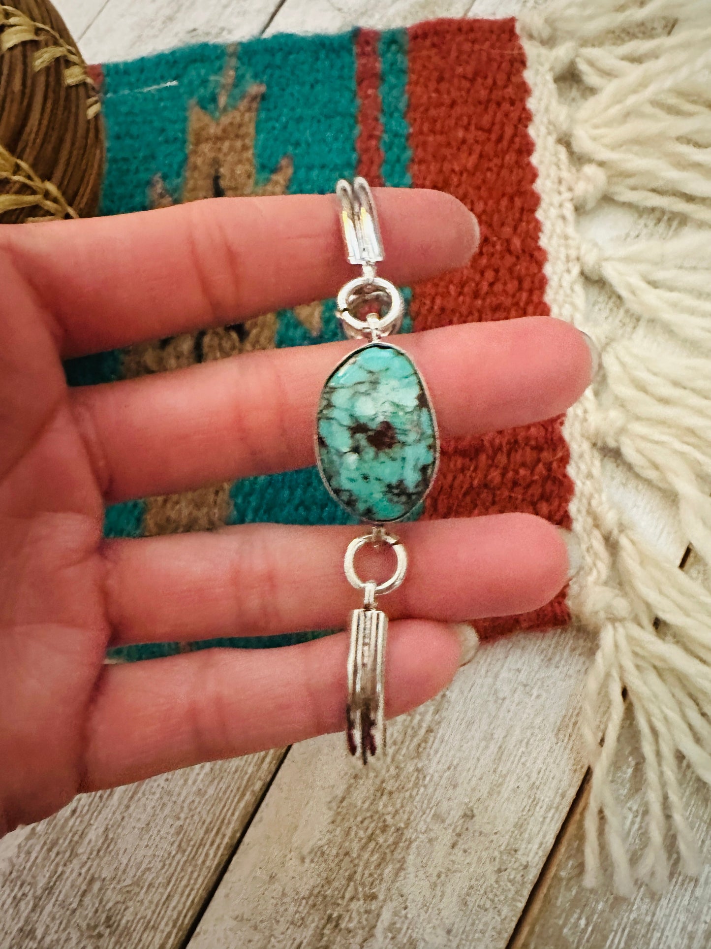 Navajo Turquoise & Sterling Silver Floating Link Bracelet