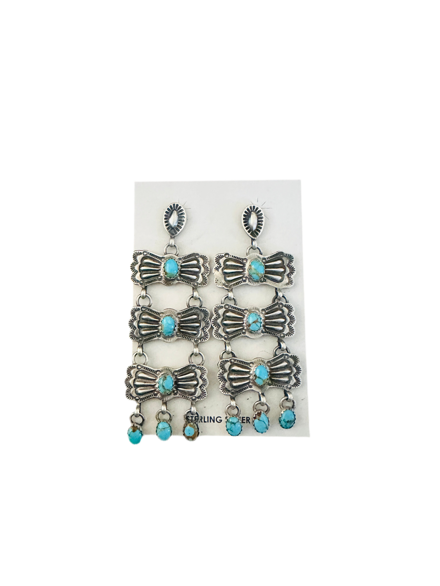 Handcrafted Turquoise & Sterling Silver Dangle Earrings