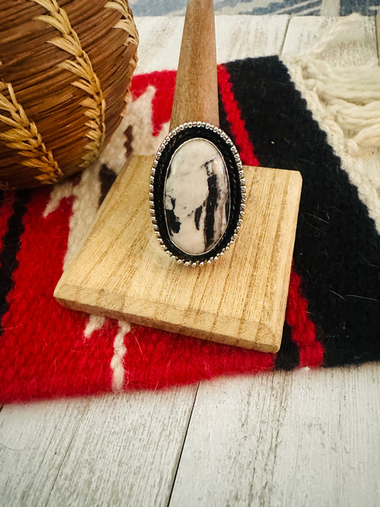 Handcrafted Sterling Silver And White Buffalo Adjustable Ring