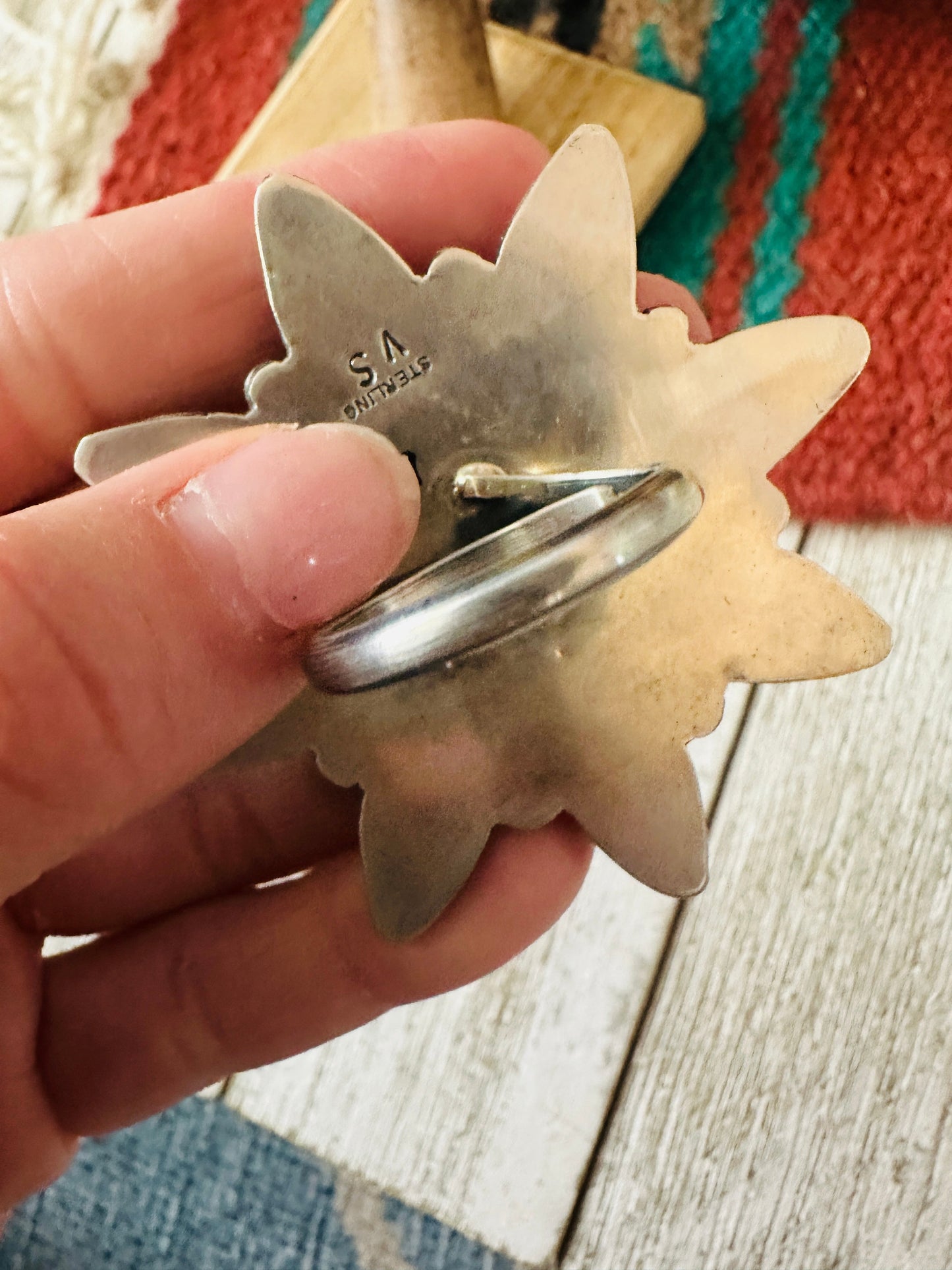 Handcrafted Sterling Silver & Pink Dream Mojave Flower Adjustable Ring
