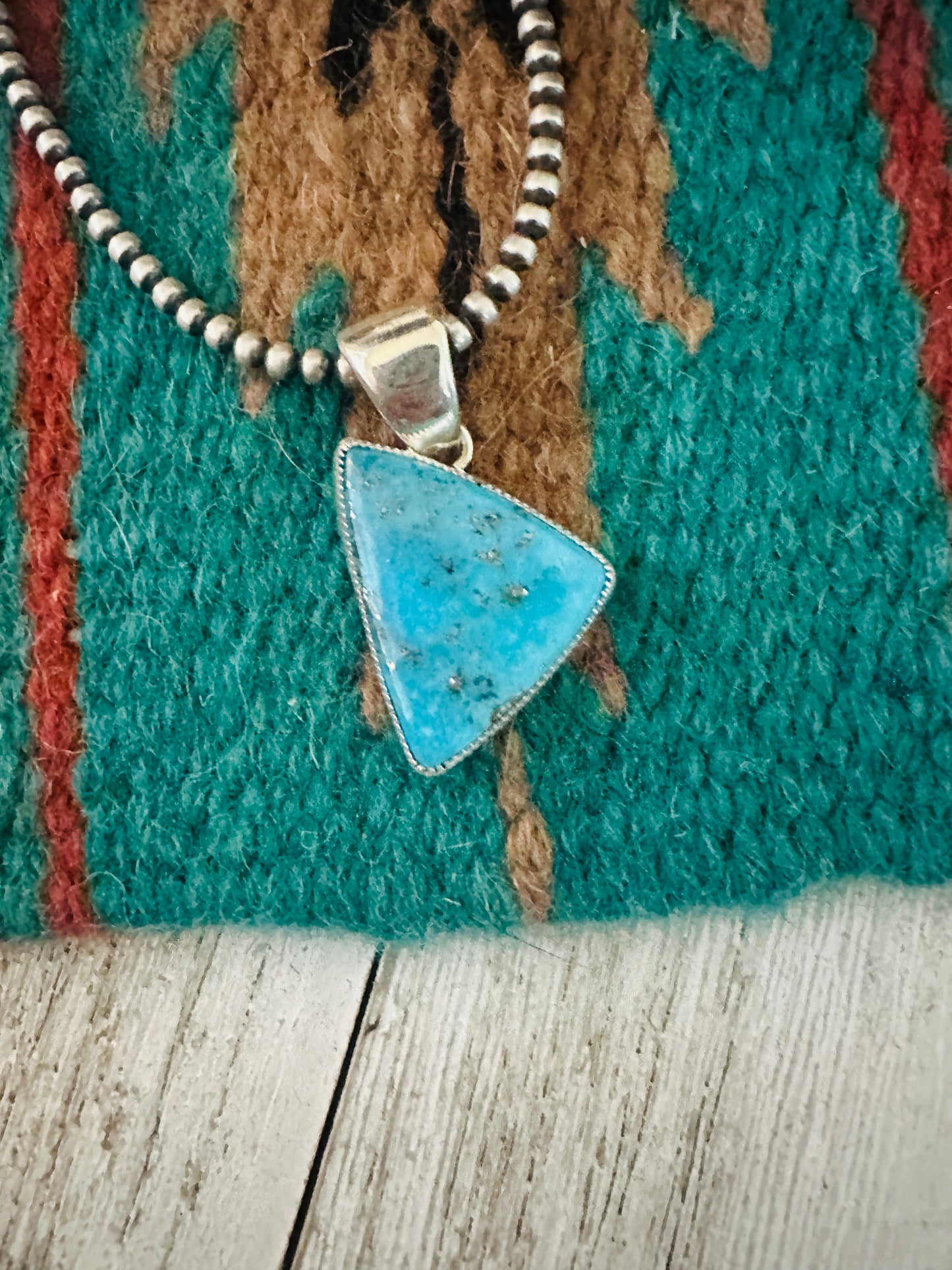 Handcrafted Turquoise & Sterling Silver Triangle Pendant