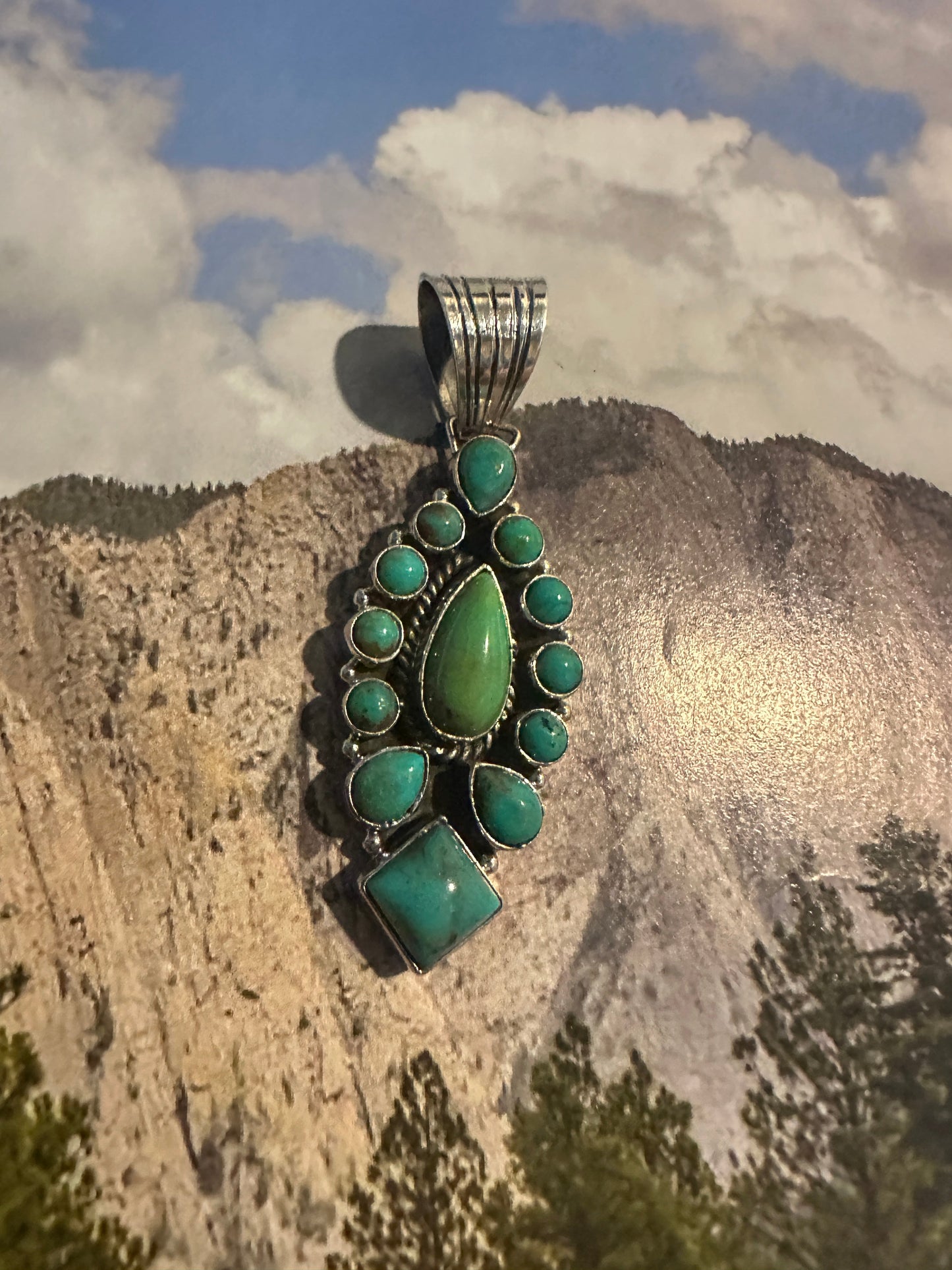 Handmade Sterling Silver Turquoise Pendant By Dan Dodson