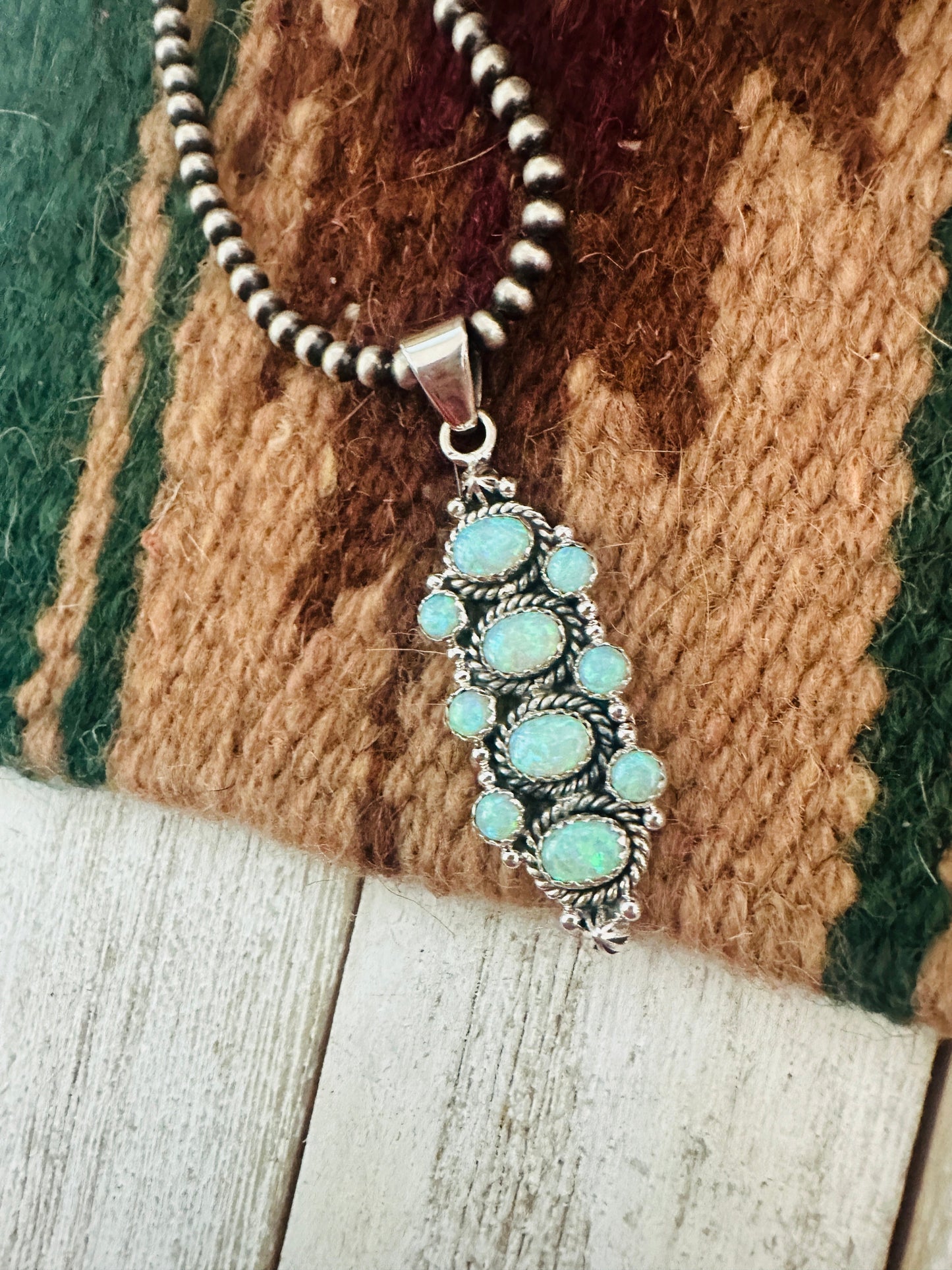 Handmade Green Opal & Sterling Silver Pendant