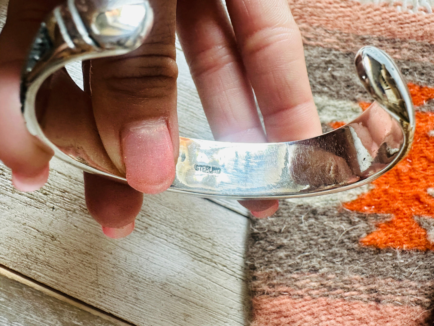 Handcrafted Multi Stone & Sterling Silver Inlay Cuff Bracelet