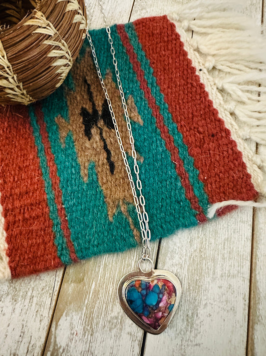 Handcrafted Sterling Silver & Pink Dream Mojave Heart Necklace