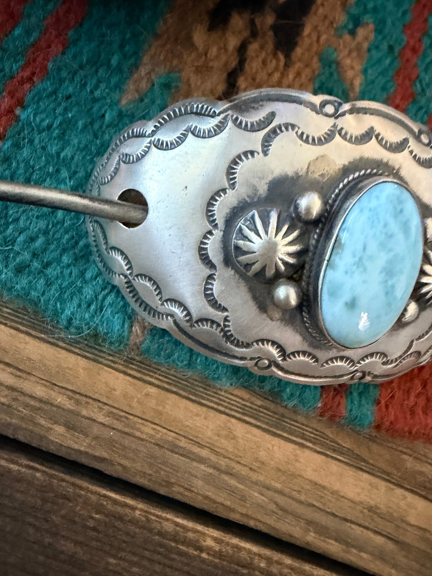 Handcrafted Larimar & Sterling Silver Hair Pin Barrette by Chimney Butte