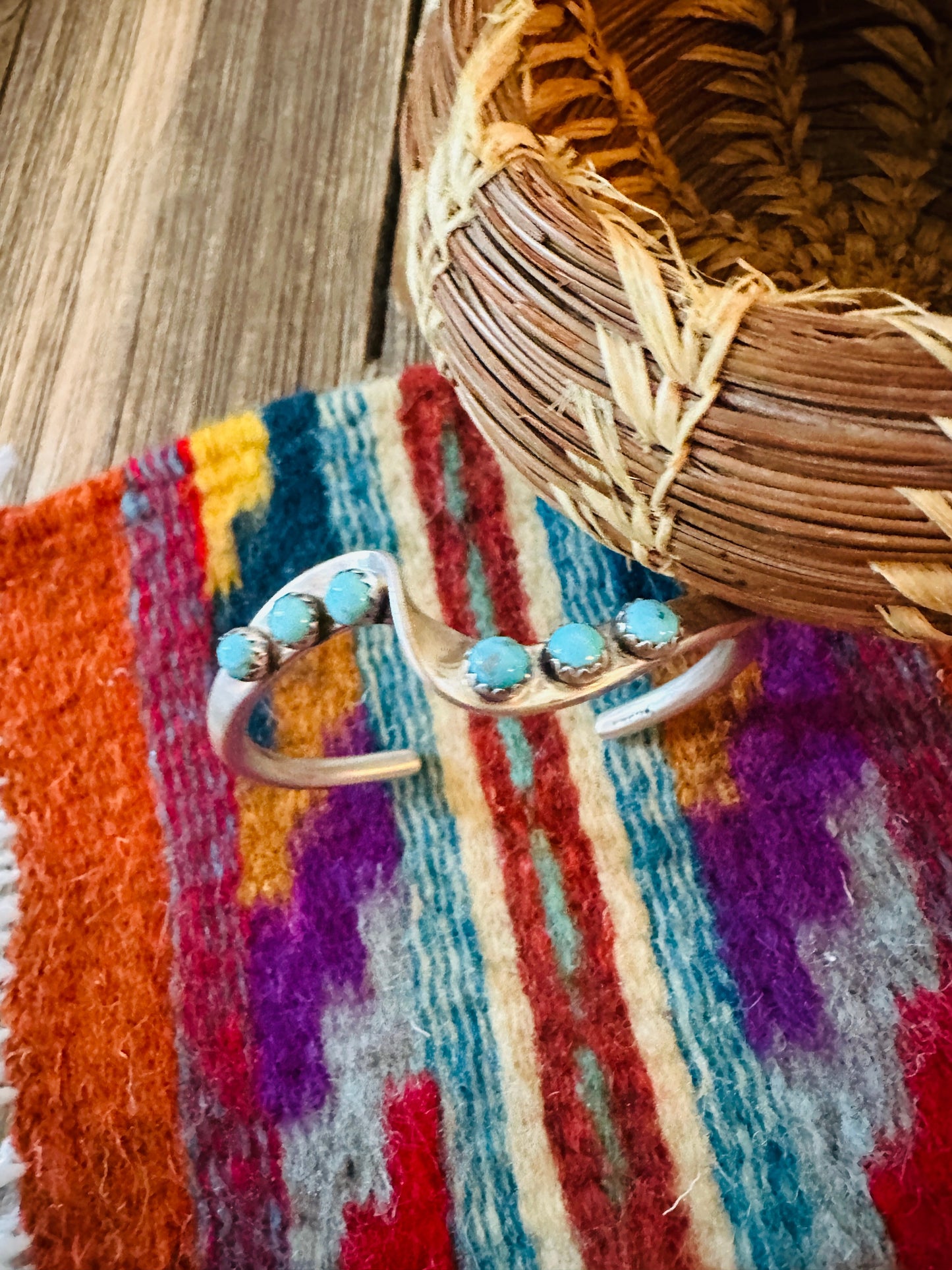 Handcrafted Twisted Sterling Silver & Turquoise Cuff Bracelet
