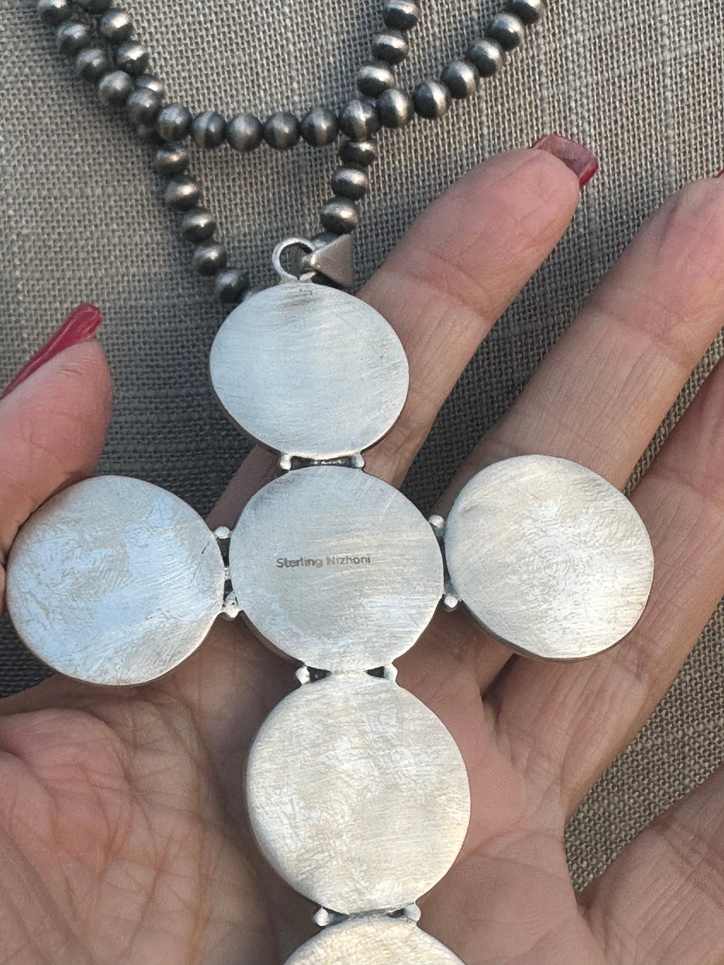 Handmade Natural Turquoise & Sterling Silver Ball Cross Pendants