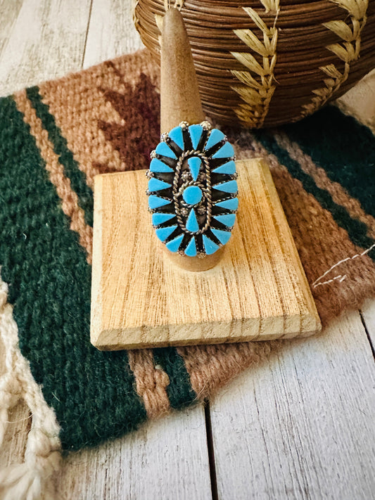 Handcrafted Turquoise & Sterling Silver Cluster Ring