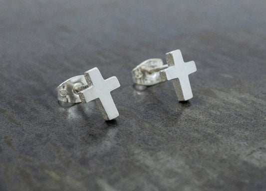 Petite Sterling Silver Cross Earrings