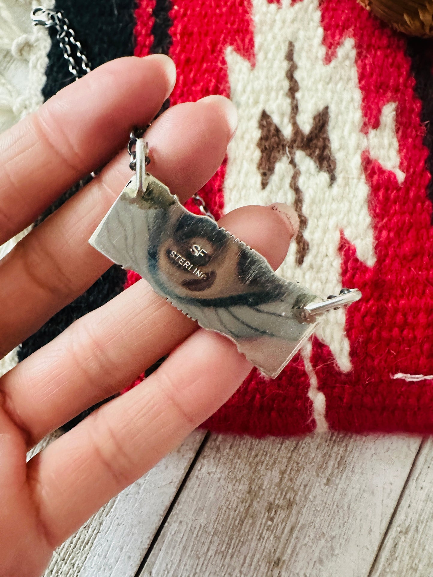 Handcrafted Turquoise & Sterling Silver Inlay Bar Necklace