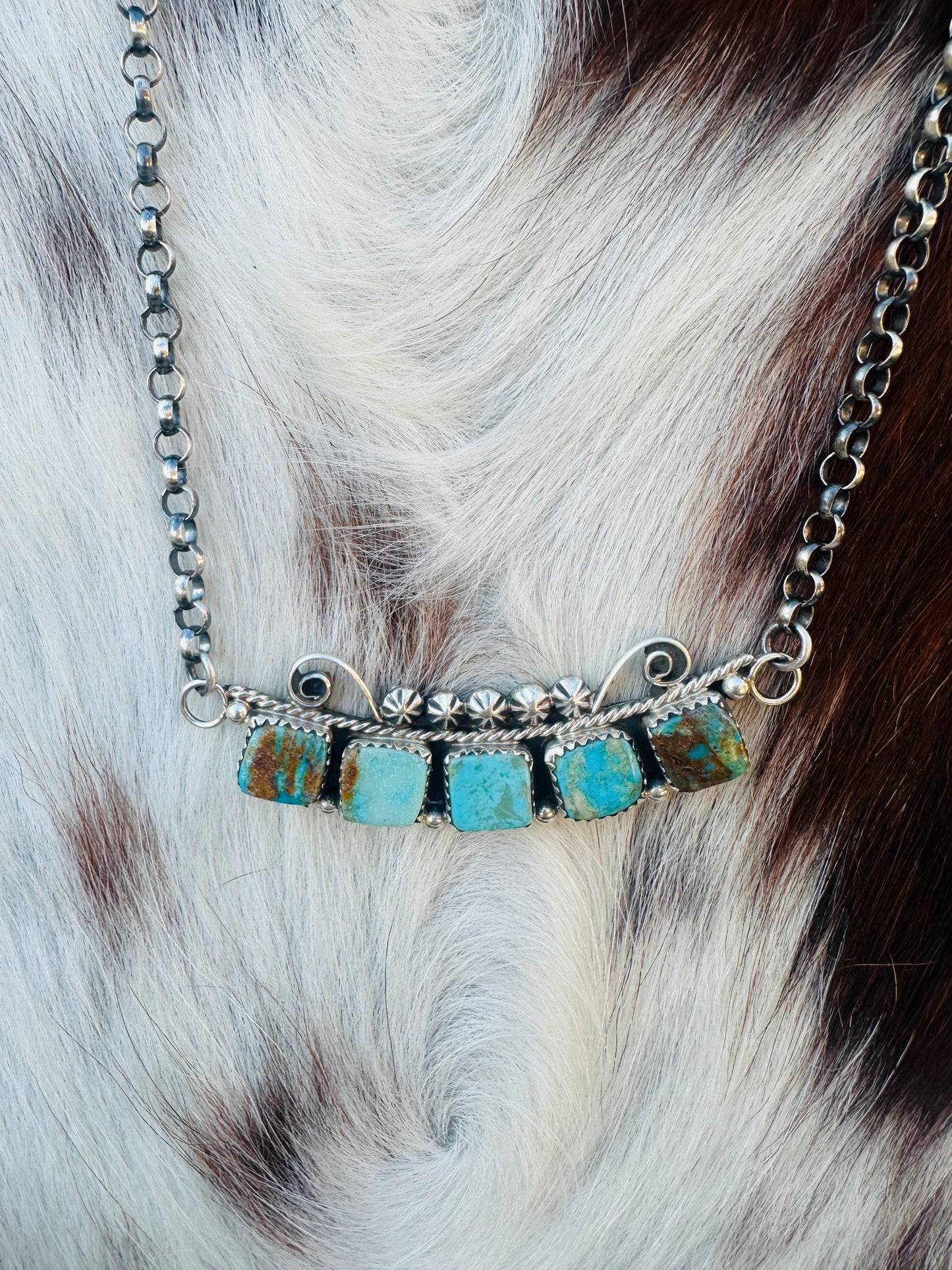 Handcrafted Turquoise & Sterling Silver Bar Necklace by Jacqueline Silver