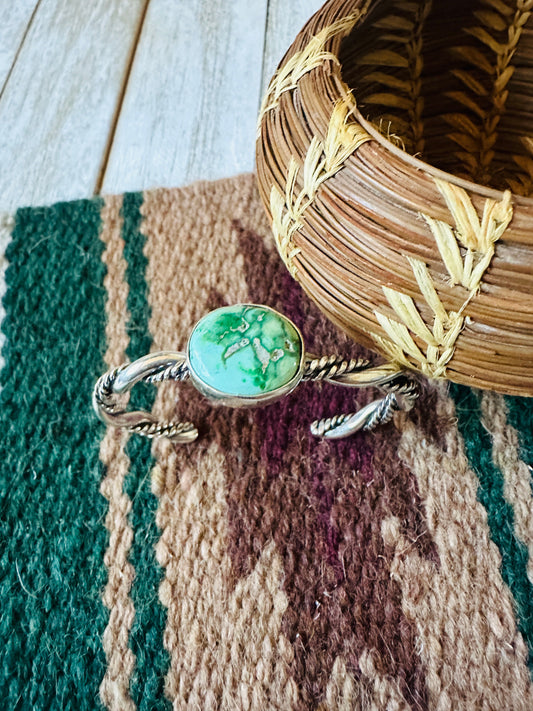 Handcrafted Carico Lake Turquoise & Sterling Silver Cuff Bracelet