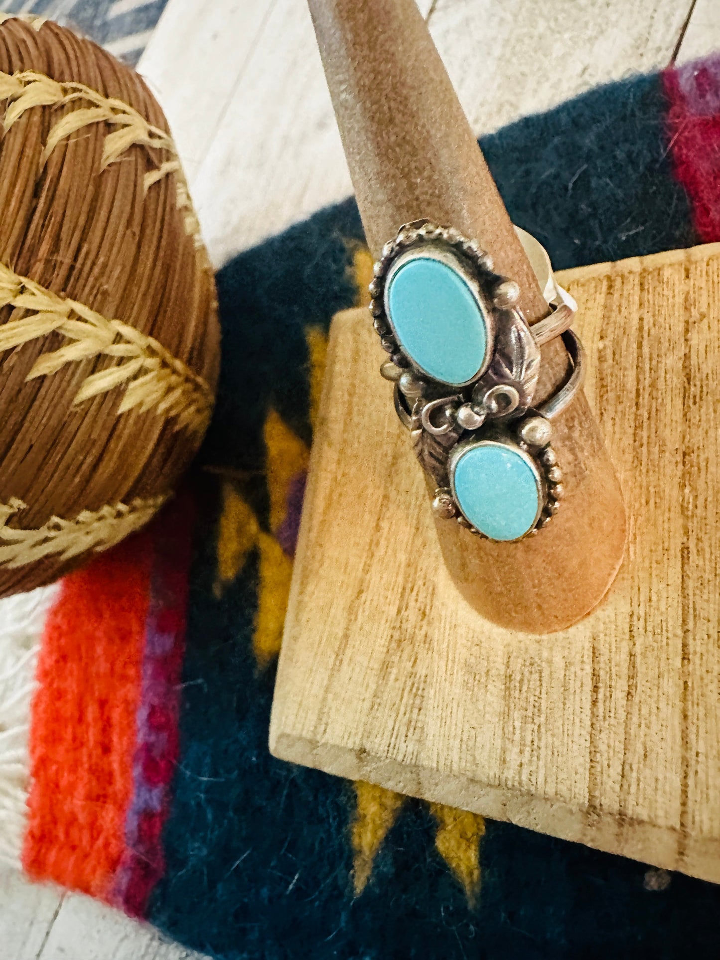 Handcrafted Turquoise & Sterling Silver Ring Size 6
