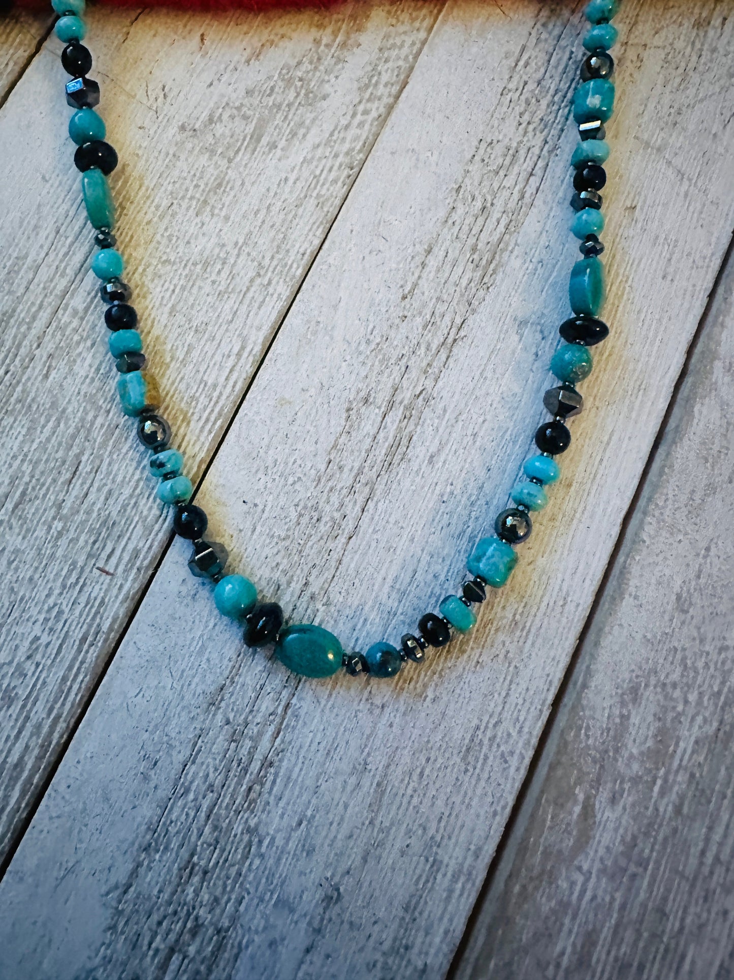 Handcrafted Multi Stone & Sterling Silver 16” Beaded Necklace