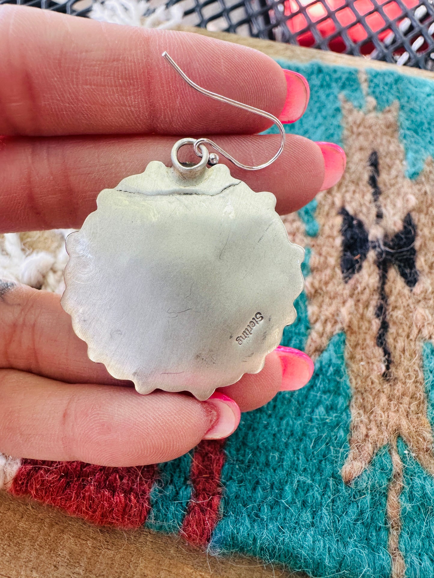 Handcrafted Mother of Pearl, Onyx & Sterling Silver Cluster Dangle Earrings