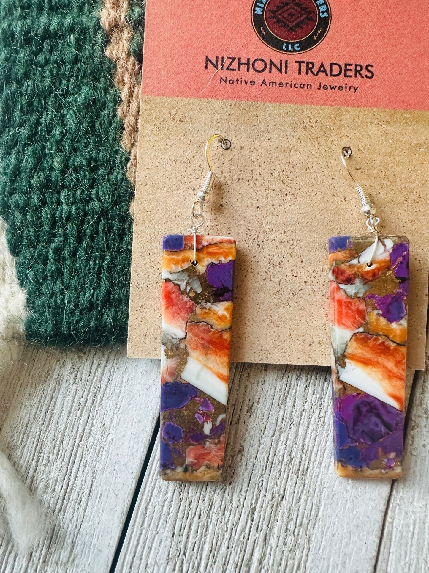 Handcrafted Sterling Silver & Purple Spice Slab Dangle Earrings