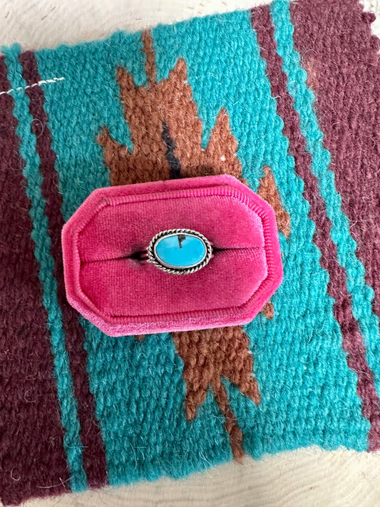 Sterling Silver & Turquoise Single Stone Ring Signed