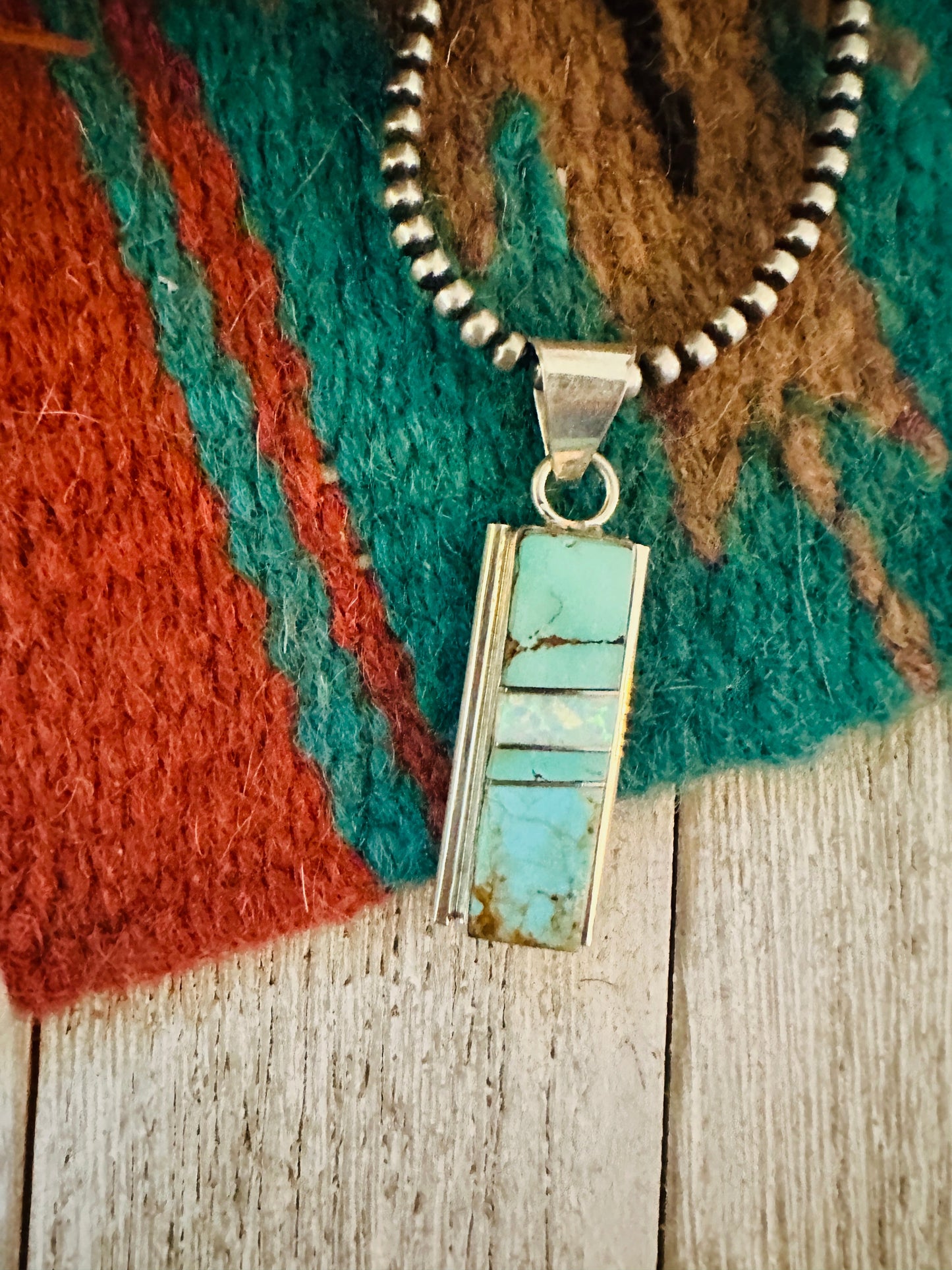 Handcrafted Sterling Silver, Turquoise & Opal Inlay Pendant