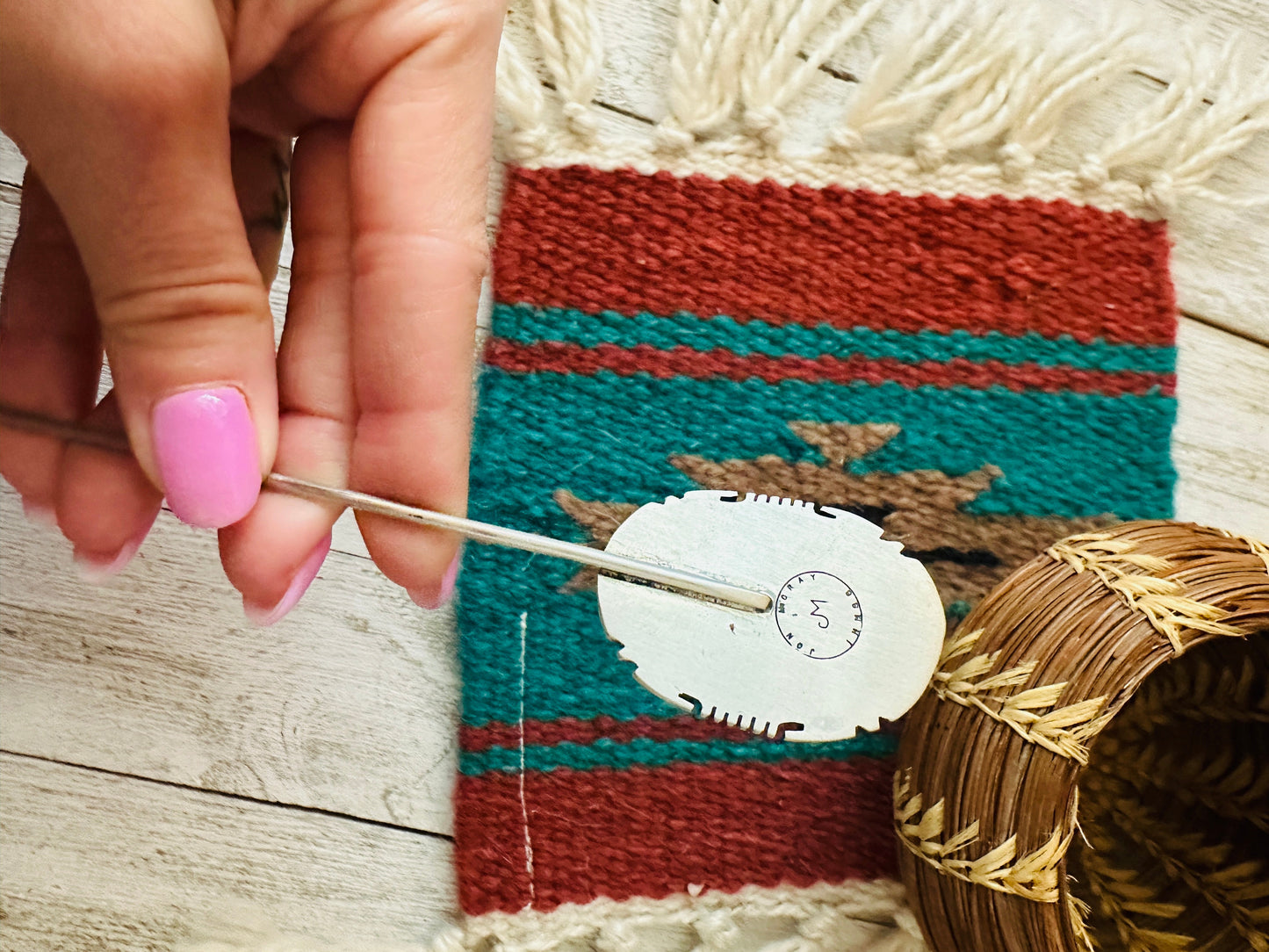 Handcrafted White Buffalo & Sterling Silver Hair Pin