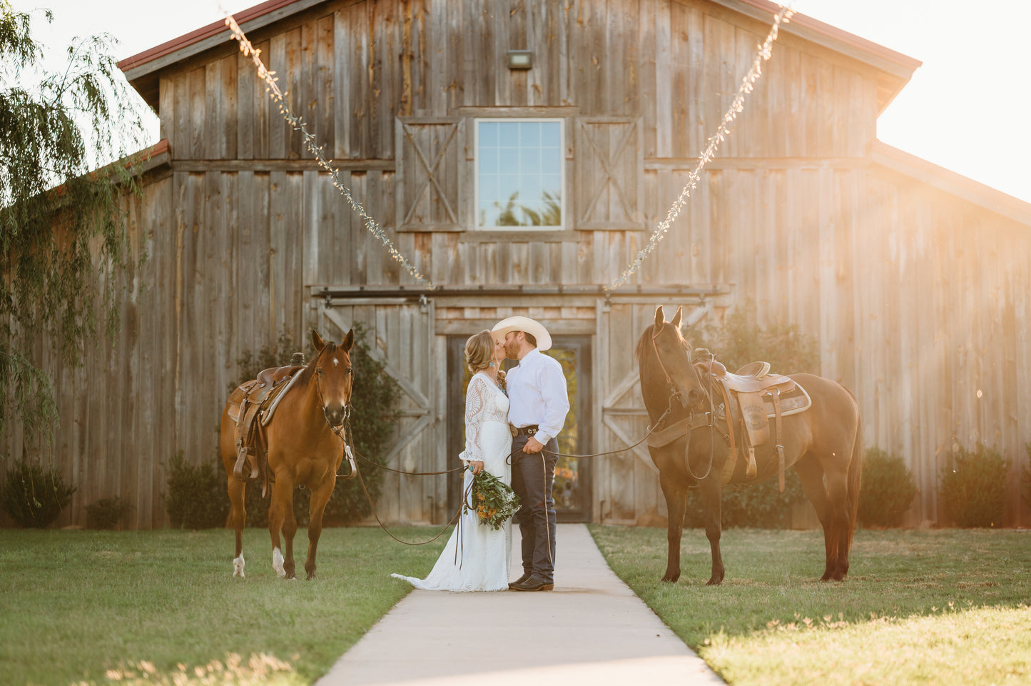 The Bonnie Gown – Western Boho Wedding Dress with Split Skirt, Fringe & Fringe Lines Bell Sleeves