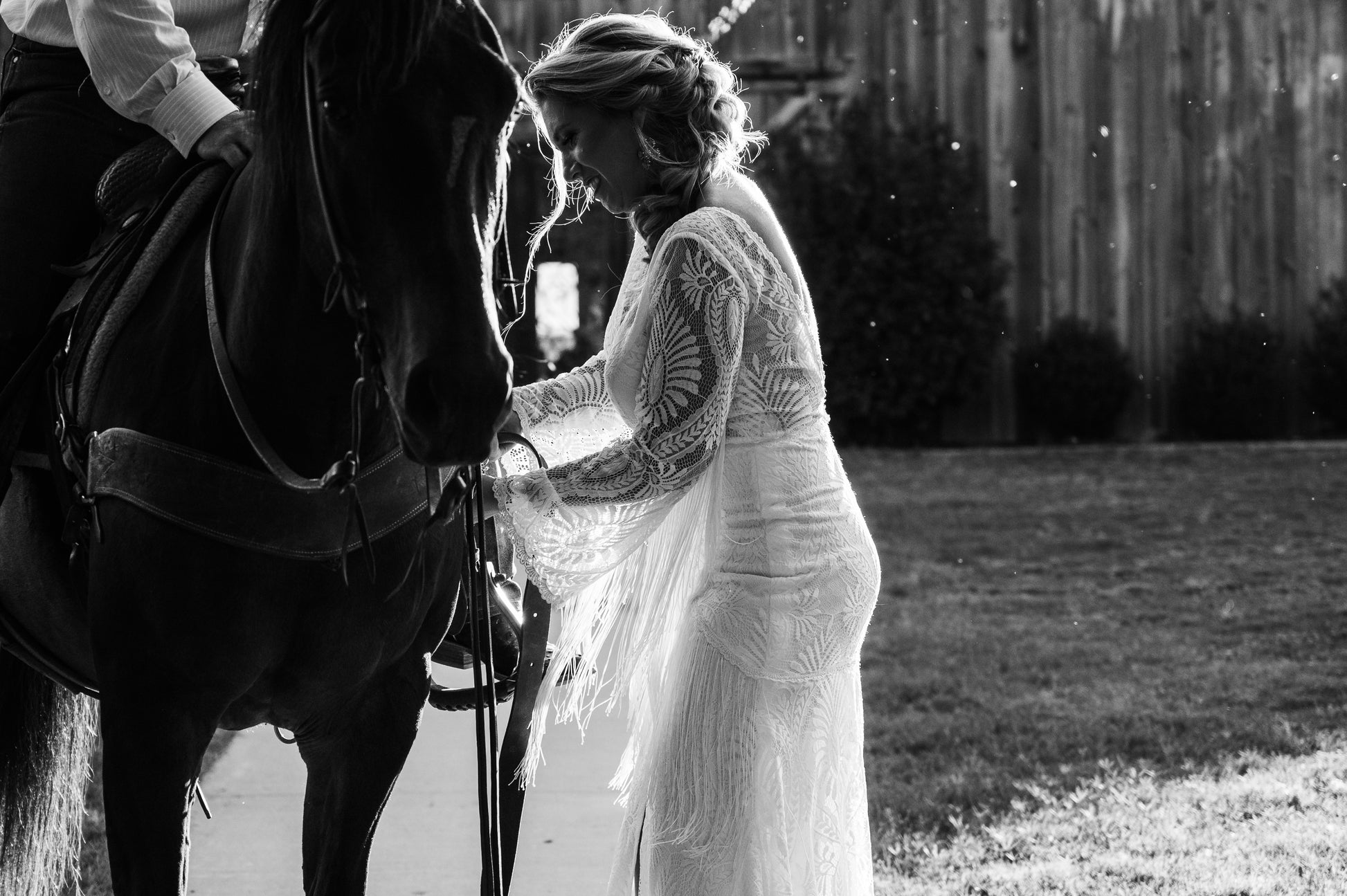 The Bonnie Gown  Western Boho Wedding Dress with Split Skirt, Fringe  A Western  Wedding Co