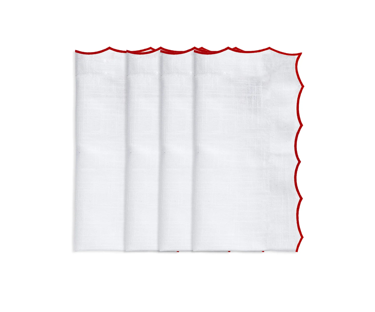 White scalloped napkins for weddings