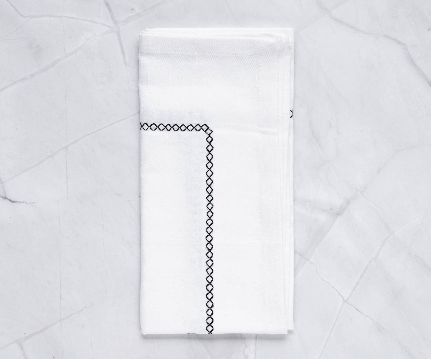 White Cloth Napkins - Diamond Embroidered Napkins