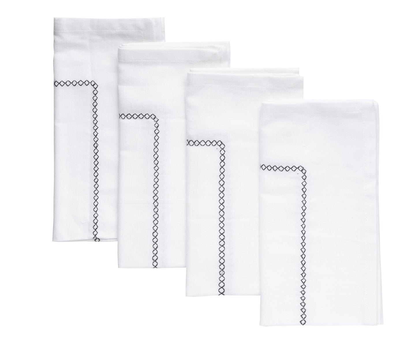 Gray Embroidery Napkins - Line Design