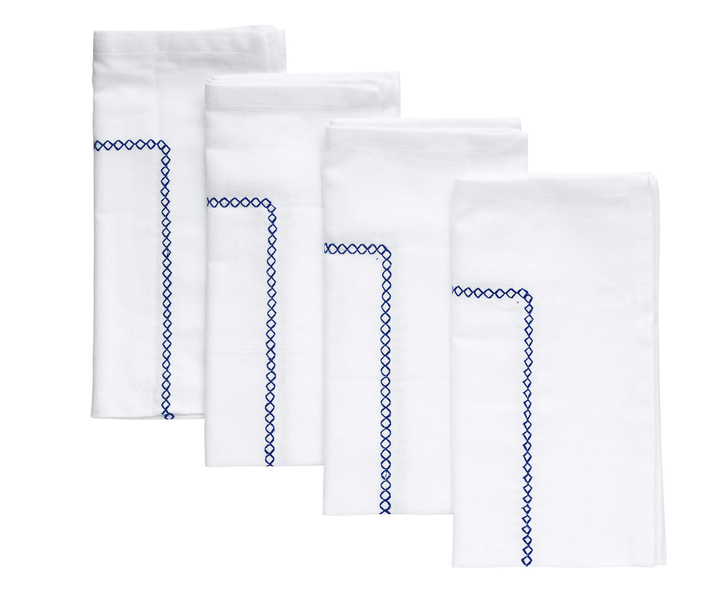White Cloth Napkins - Diamond Embroidered Napkins