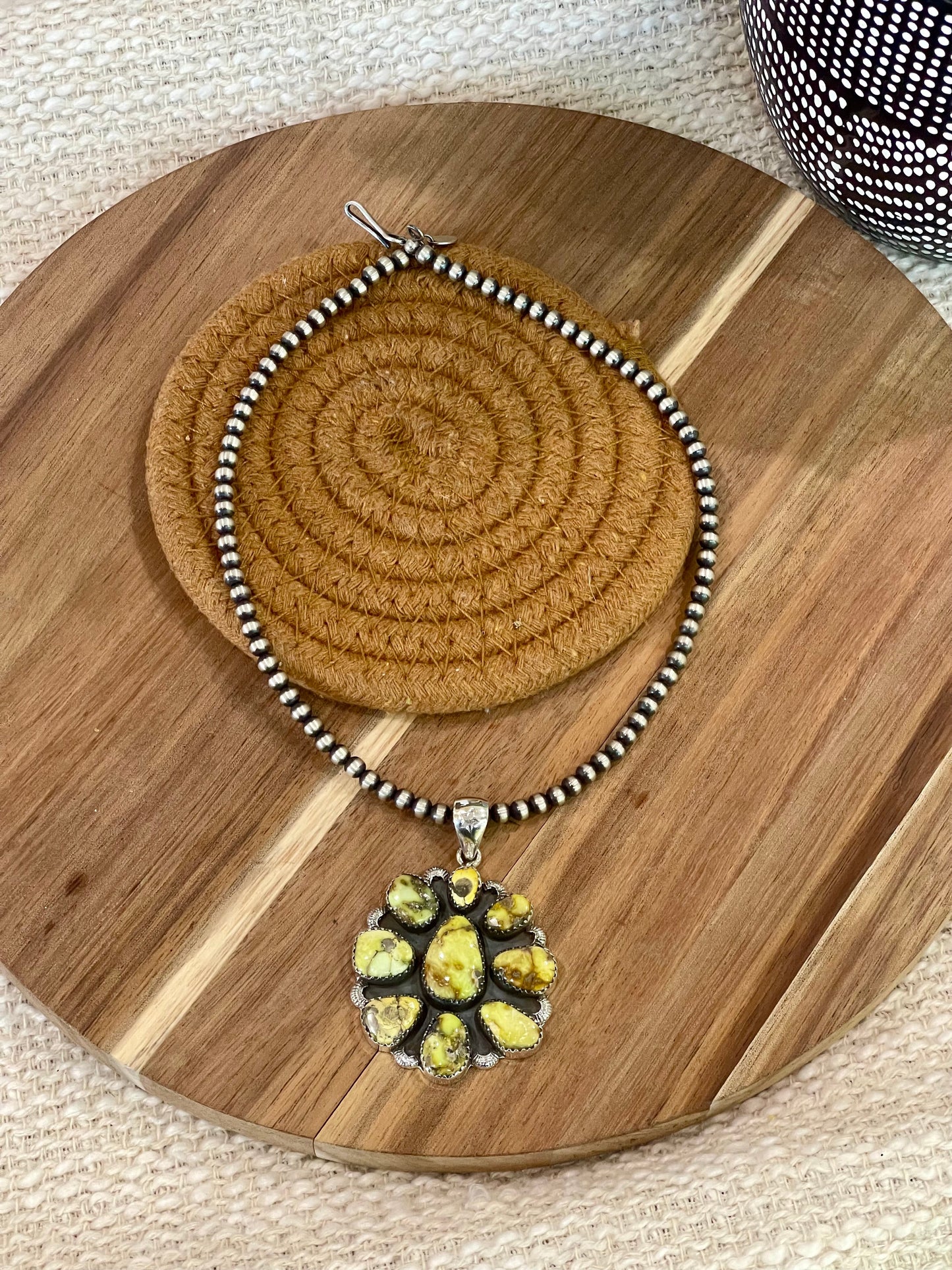 Handmade Sterling Silver & Palomino Cluster Pendant