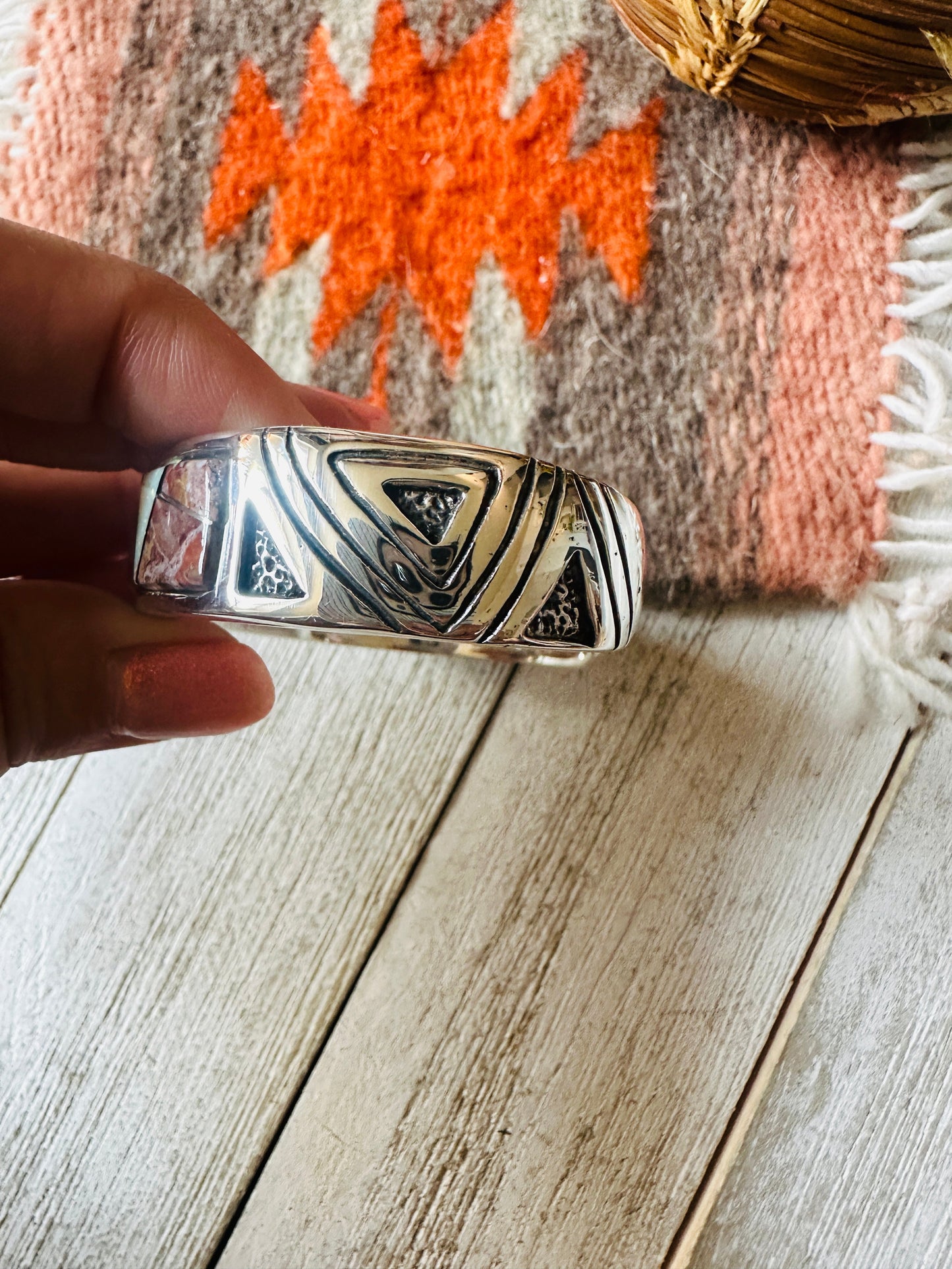Handcrafted Multi Stone & Sterling Silver Inlay Cuff Bracelet