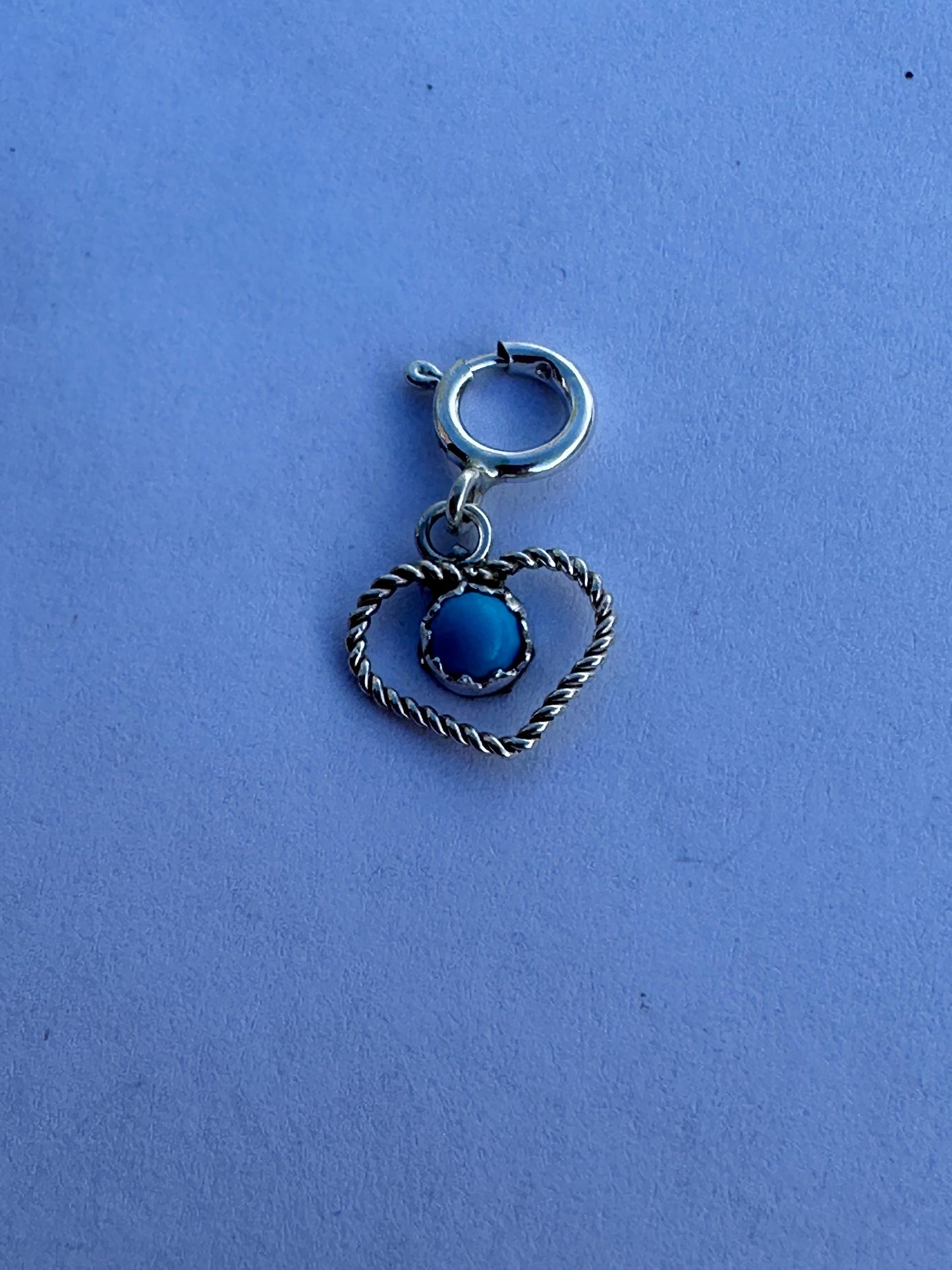 Handcrafted Turquoise Heart Sterling Silver Charm