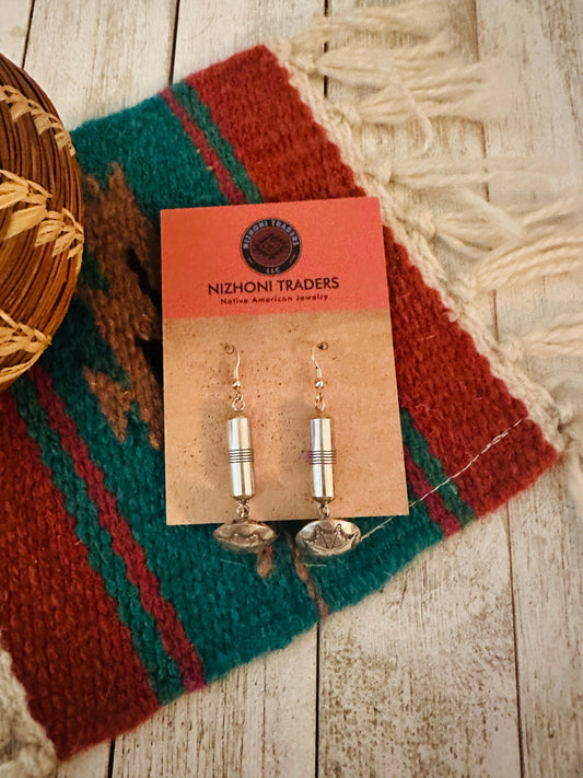 Handcrafted Hand Stamped Sterling Silver Dangle Earrings
